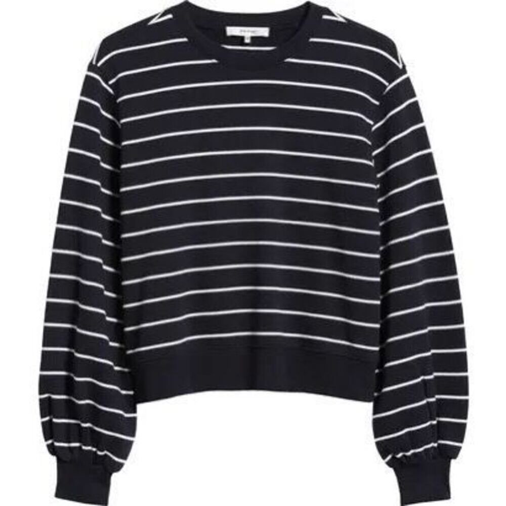 Frame Women's Navy White Striped Blouson Sleeve Sweatshirt Medium NWOT T008